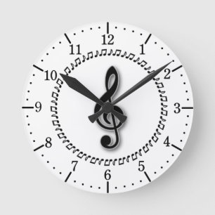 Horloge Ronde Conception de note de musique de clef triple