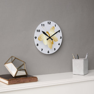Horloge Ronde Conception de papillon doré