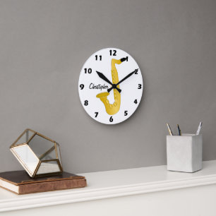 Horloge Ronde Conception de saxophone personnalisée