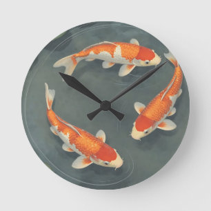 Horloge Ronde Conception de sérénité d'étang de carpes koï graci