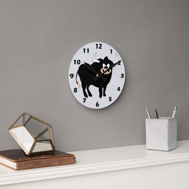 Horloge Ronde Conception de taureau noir (Bureau)