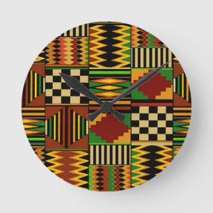 Horloge Ronde Conception de tissu Kente royal africain