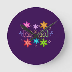 Horloge Ronde Conception de typographie maman, texte d'art de ci