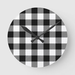 Horloge Ronde Conception extérieure noire et blanche d'art de