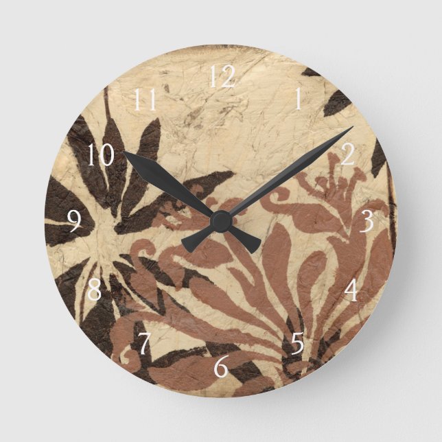 Horloge Ronde Conception florale de pochoir avec le feuille (Recto)