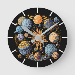 Horloge Ronde Conception graphique du système solaire