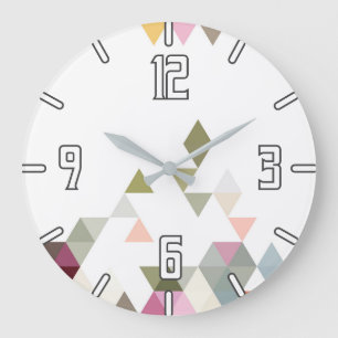 Horloge Ronde Conception graphique géométrique Pastel Grande hor