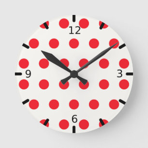 Horloge Ronde Conception rétro de Red Polka Dot