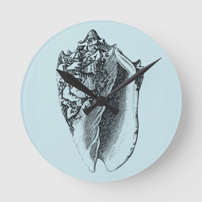 Horloge Ronde Conque Shell d'Aqua (Recto)