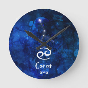 Horloge Ronde Constellation du zodiaque Cancer Monogramme Galaxi