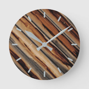 Horloge Ronde Cool de texture de clôture en bois unique