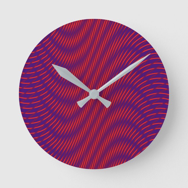 Horloge Ronde Cool et moderne Abstrait Moiré Effet violet et rou (Recto)