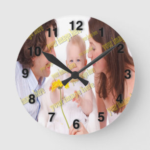 Horloge Ronde Cool Famille élégant Fab Photo Collage