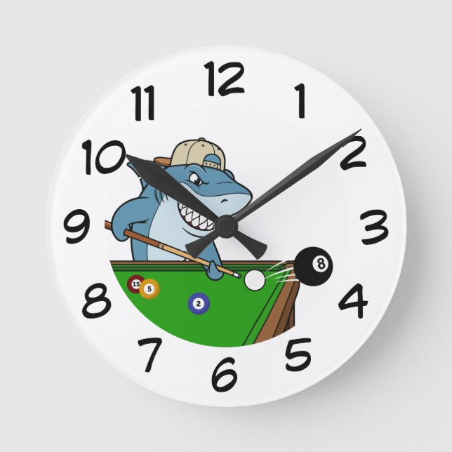 Horloge Ronde Cool Funny Man Cave Pool Shark Rebel Wall Clocks (Recto)