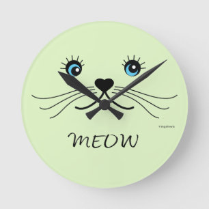 Horloge Ronde COOL graphique à visage MEOW-Cat