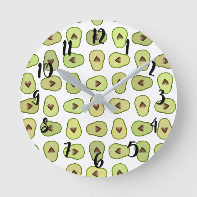 Horloge Ronde Cool Whimsical Avocado Heart Fruit tendance (Recto)