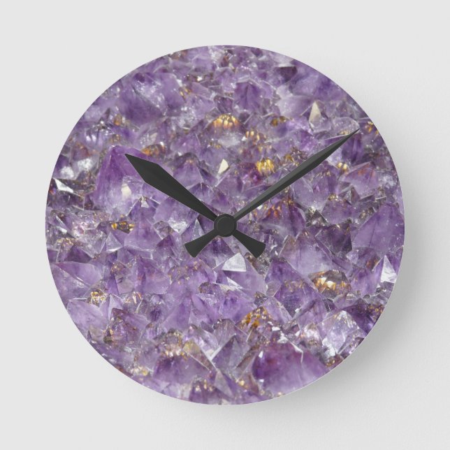 Horloge Ronde Copie en pierre en cristal d'améthyste pourpre (Recto)
