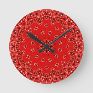 Horloge Ronde Copie occidentale rouge d'écharpe de Bandana de