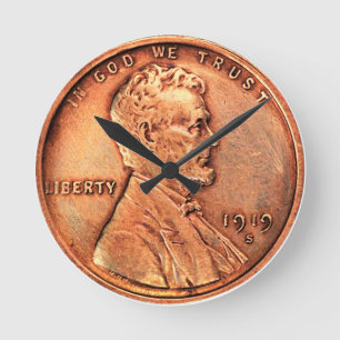 Horloge Ronde Copper Abraham Lincoln penny