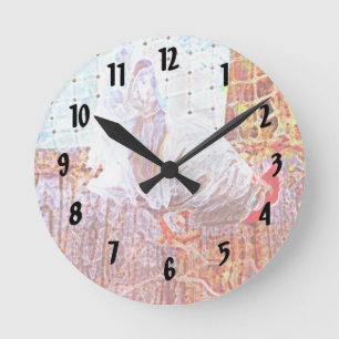 Horloge Ronde coq sur quai Tourbillons abstraits