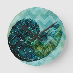 Horloge Ronde Coque spirale Turquoise