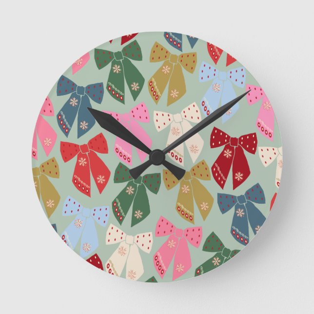 Horloge Ronde Coquette des vaches de Noël rétro (Recto)