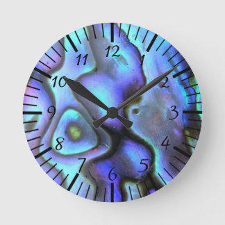 Horloge Ronde Coquillage d'Abalon coloré, Belle Nature