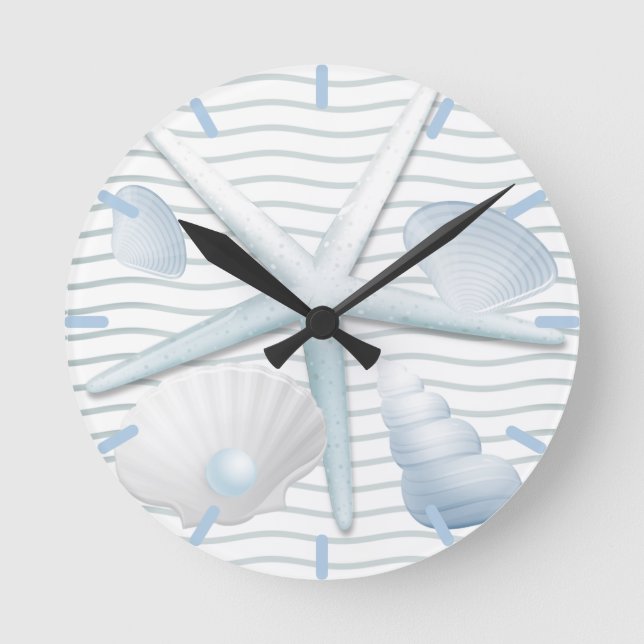 Horloge Ronde Coquillages et perles (Recto)