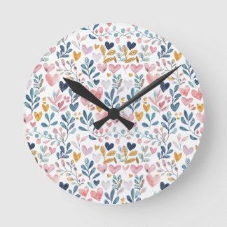Horloge Ronde Corações em aquarela