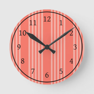 Horloge Ronde Corail vivant cinq bandes motif
