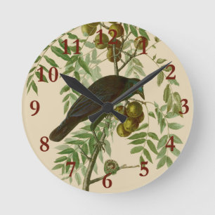 Horloge Ronde Corbeau américain d'Audubon oiseau noir