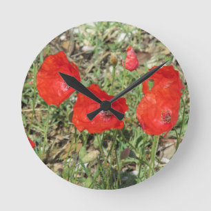 Horloge Ronde Corfou Red Poppies