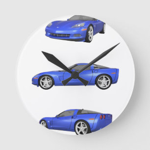 Horloge Ronde Corvette bleue :