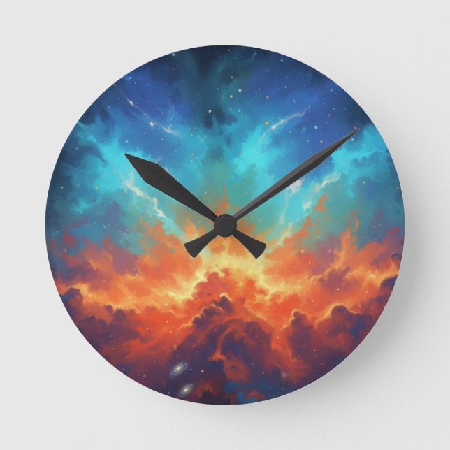 Horloge Ronde Cosmic Nebula Abstract Galaxy Space Art (Recto)