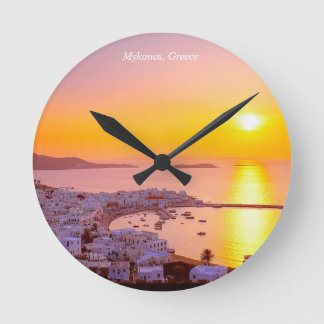 Horloge Ronde Coucher de soleil à Mykonos, Grèce