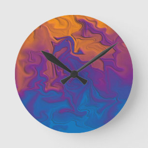 Horloge Ronde Coucher de soleil abstrait