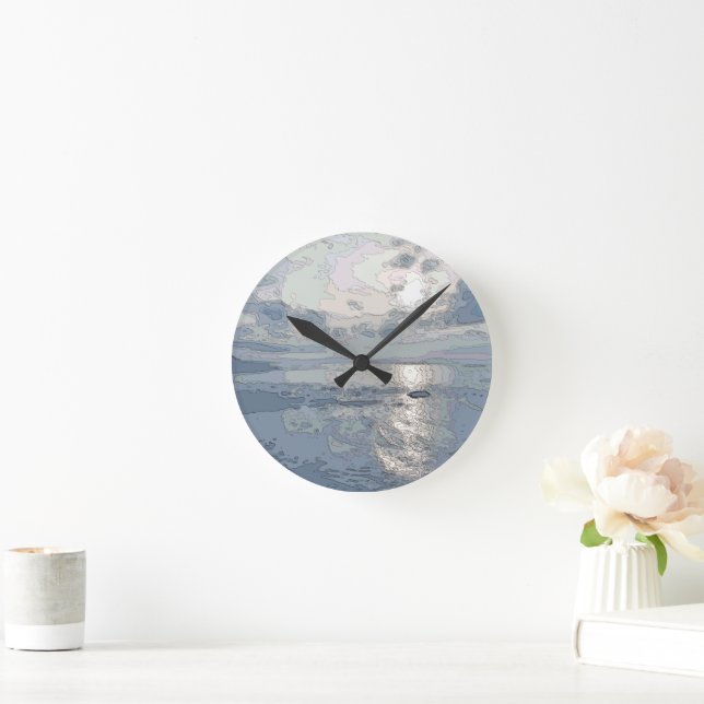 HORLOGE RONDE COUCHER DE SOLEIL BLEU (Maison)