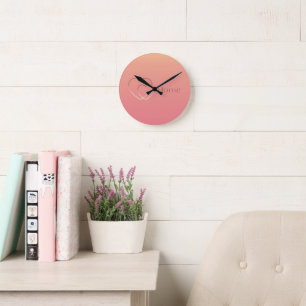 Horloge Ronde Coucher de soleil Sérénité : Dégradé de cœur minim