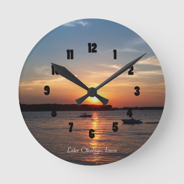 Horloge Ronde Coucher de soleil sur le lac Okoboji, Iowa (Recto)