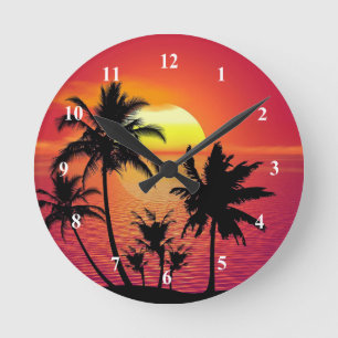 Horloge Ronde Coucher de soleil tropical