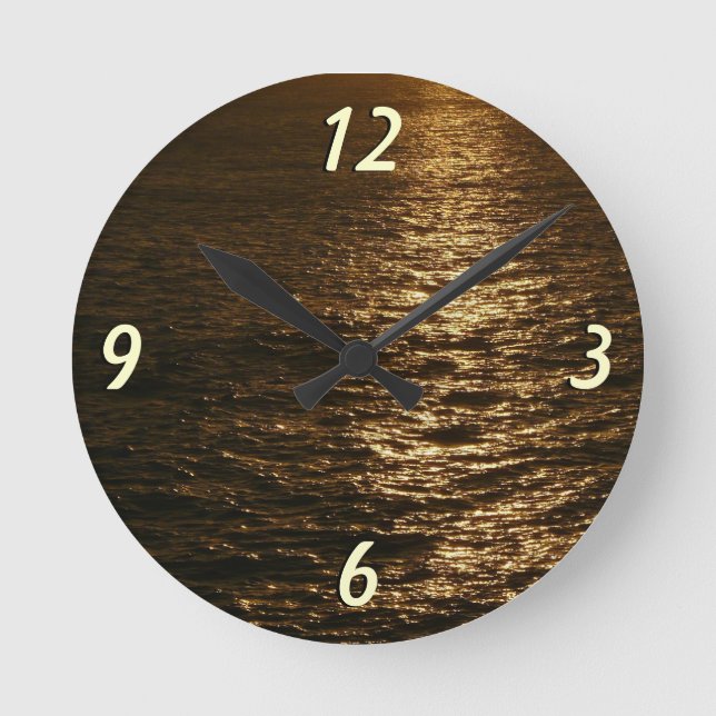Horloge Ronde Coucher du soleil sur l'eau Photographie de l'océa (Recto)