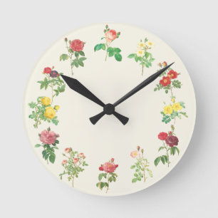 Horloge Ronde Couleur minable florale vintage de coutume de
