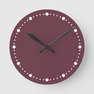 Horloge Ronde Couleur tendance - Vin rouge foncé Points blancs H
