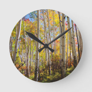 Horloge Ronde Couleurs d'automne des arbres d'Aspen 5