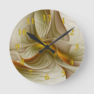 Horloge Ronde Couleurs de métaux précieux, art fractal abstrait