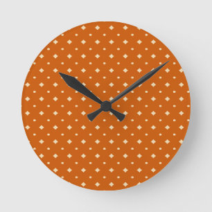 Horloge Ronde Country chic, orange brûlé, neutre, motif