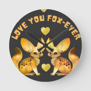 Horloge Ronde Couple de renards Art de la Saint-Valentin