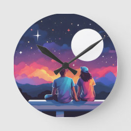 Horloge Ronde Couple stargazing