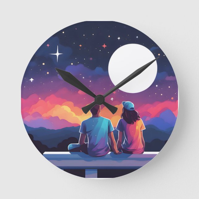 Horloge Ronde Couple stargazing (Recto)
