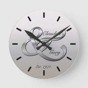 Horloge Ronde Couples Nom et date de l'horloge murale